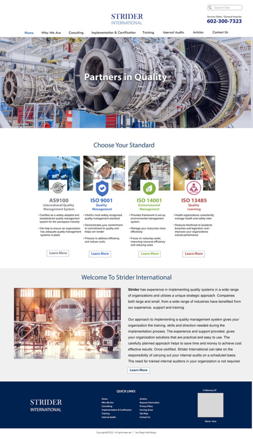 Website Design: Strider Aviation Engineering